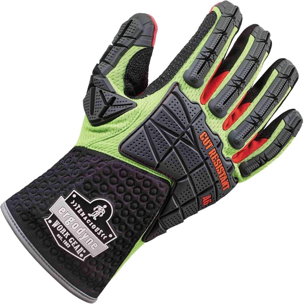 imageErgodyne Work Gloves Back of Hand Protection Cut Resistant Cut Level A6 Ergodyne ProFlex Lime SmallSmall