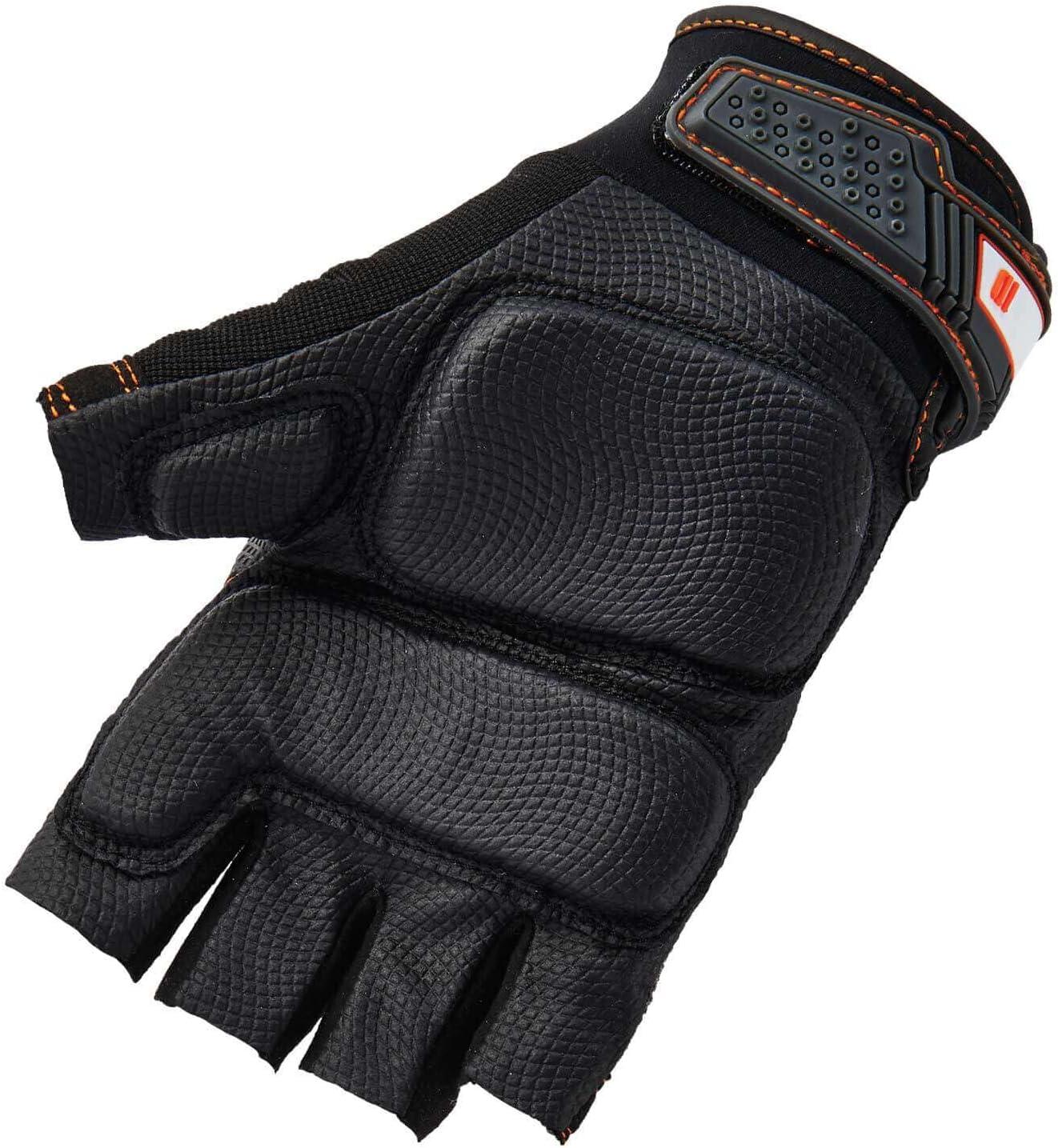 imageErgodyne ProFlex 900 Impact Protection Work Gloves Padded Palm HalfFinger LargeBlackLarge 1 Pair