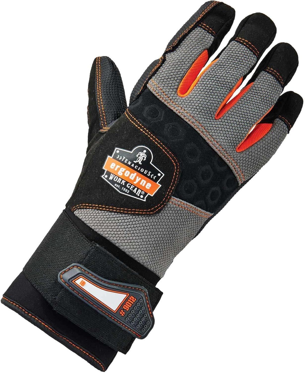 imageErgodyne ProFlex 9012 AntiVibration Work Gloves ANSIISO Certified Full Fingered Wrist Support LargeBlackMedium Pack of 1