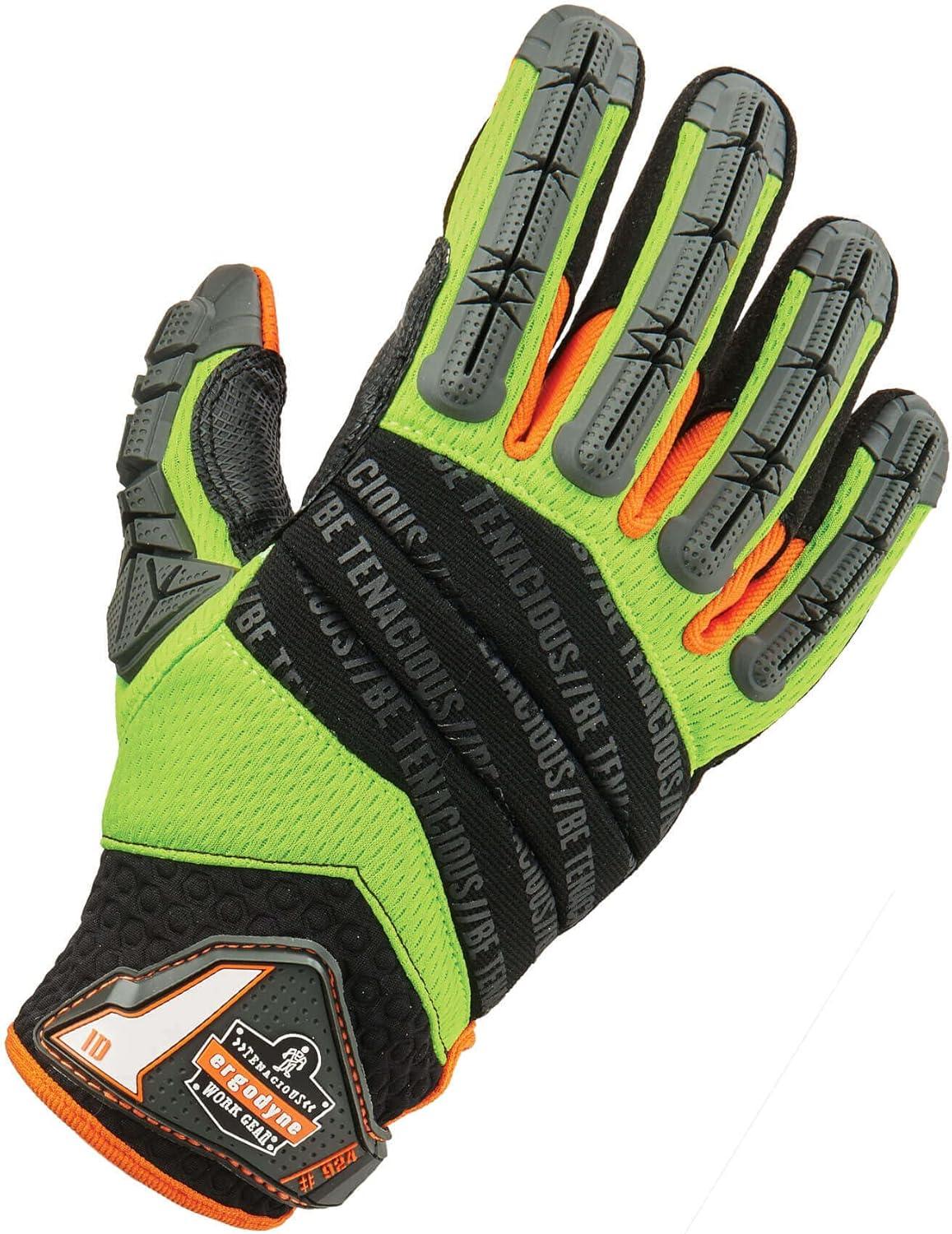 imageErgodyne ProFlex 924 Impact Reducing Work Gloves with Back Hand Protection Large  LimeLarge