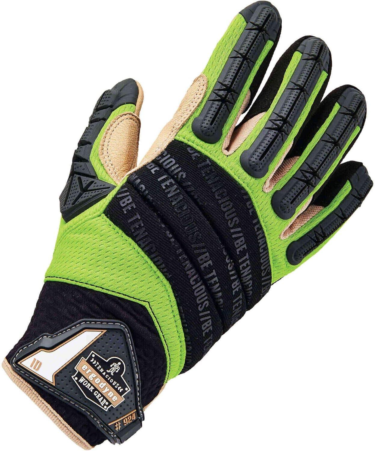 imageErgodyne ProFlex 924LTR Work Gloves Impact Reducing Leather Reinforced Palm Small
