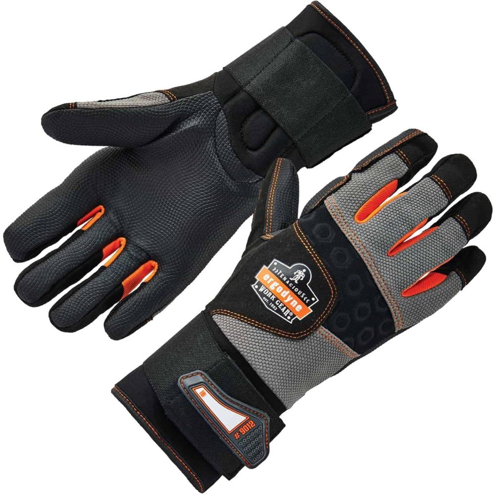 imageErgodyne ProFlex 9012 AntiVibration Work Gloves ANSIISO Certified Full Fingered Wrist Support LargeBlackXLarge Pack of 1