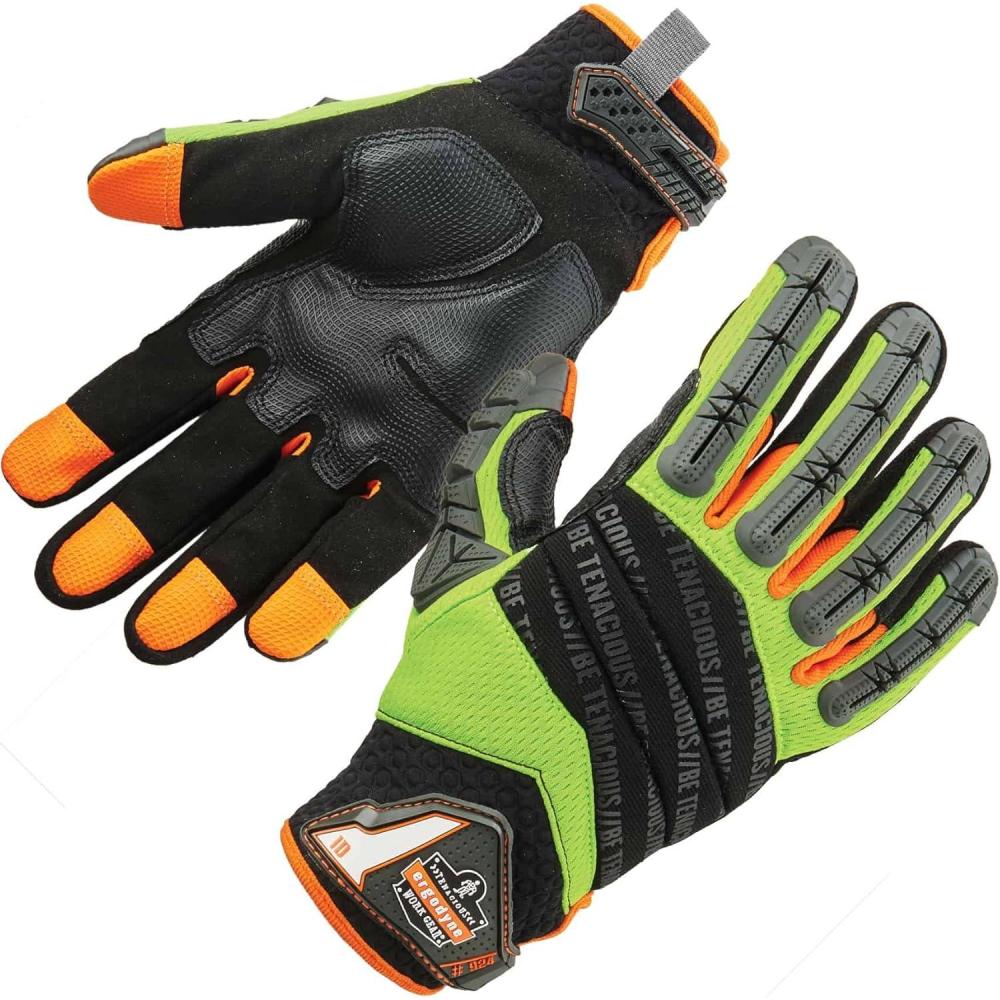 imageErgodyne ProFlex 924 Impact Reducing Work Gloves with Back Hand Protection Large  LimeLarge