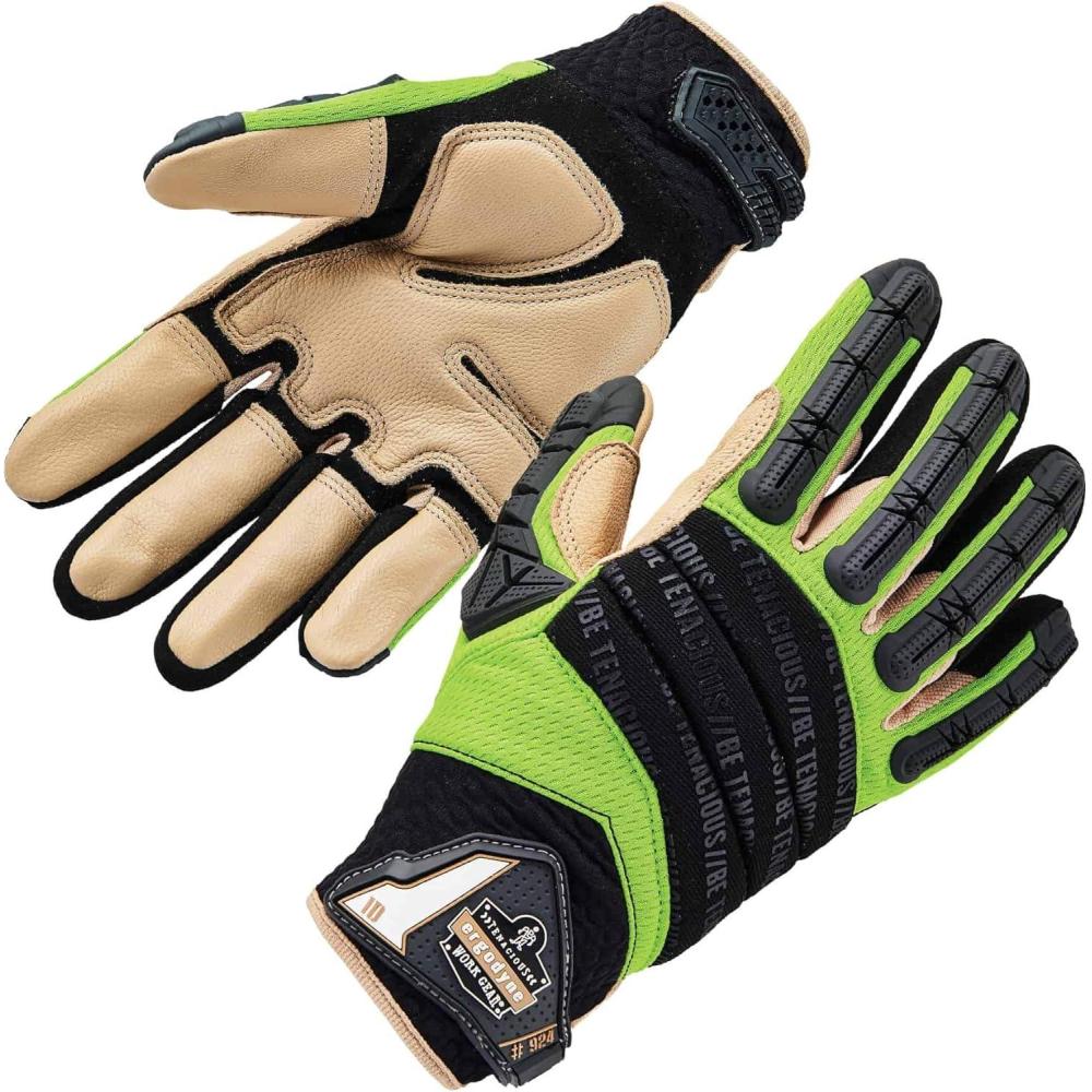 imageErgodyne ProFlex 924LTR Work Gloves Impact Reducing Leather Reinforced Palm Small