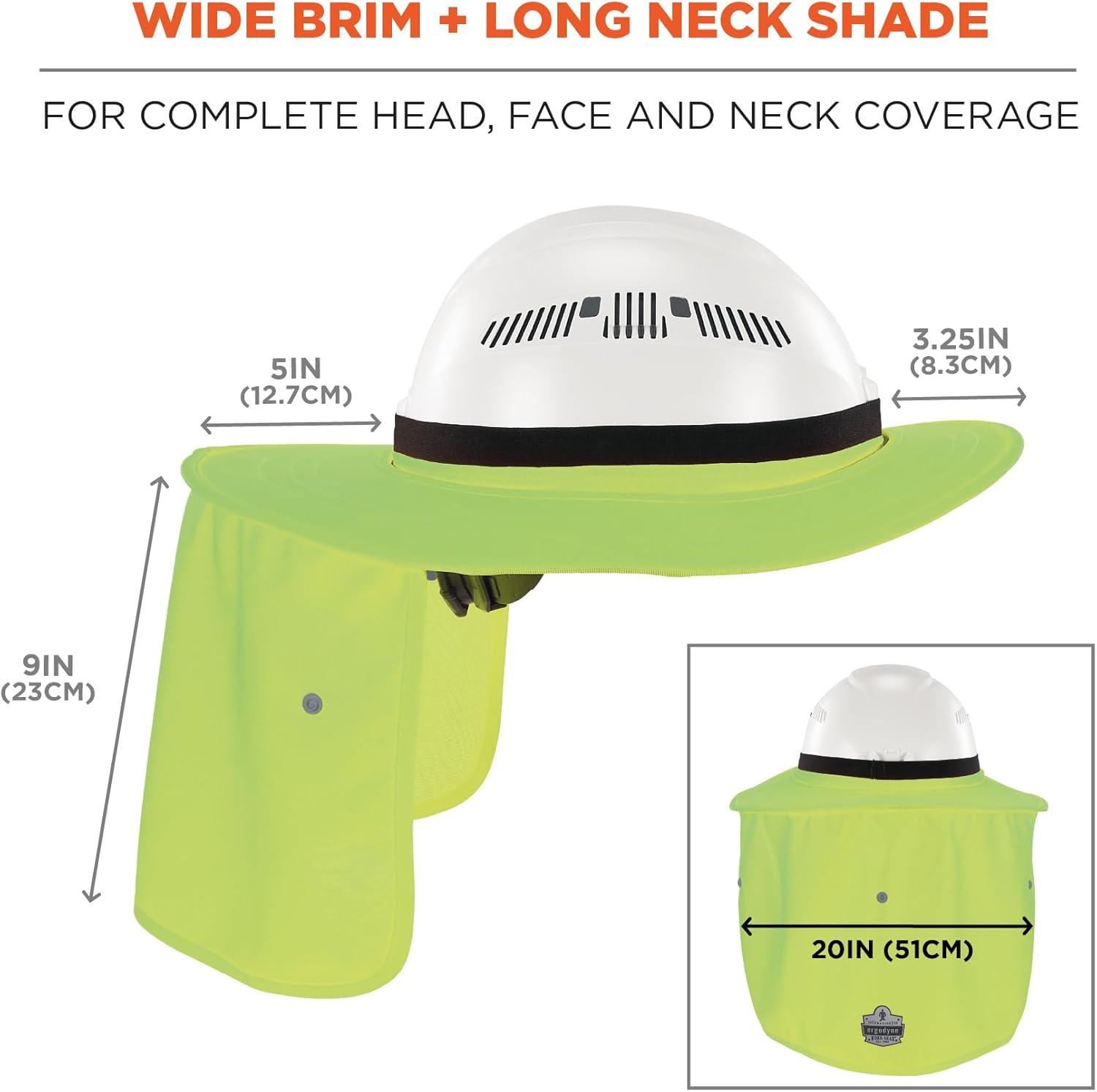 imageErgodyne Chill Its 6661 Universal Hard Hat Brim Sun Shade with Neck Flap Safety Helmet Sun ShieldLime