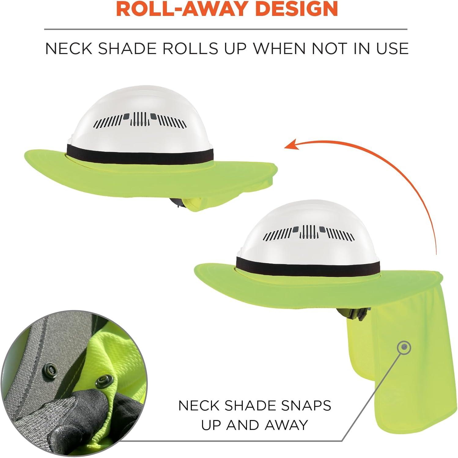 imageErgodyne Chill Its 6661 Universal Hard Hat Brim Sun Shade with Neck Flap Safety Helmet Sun ShieldLime