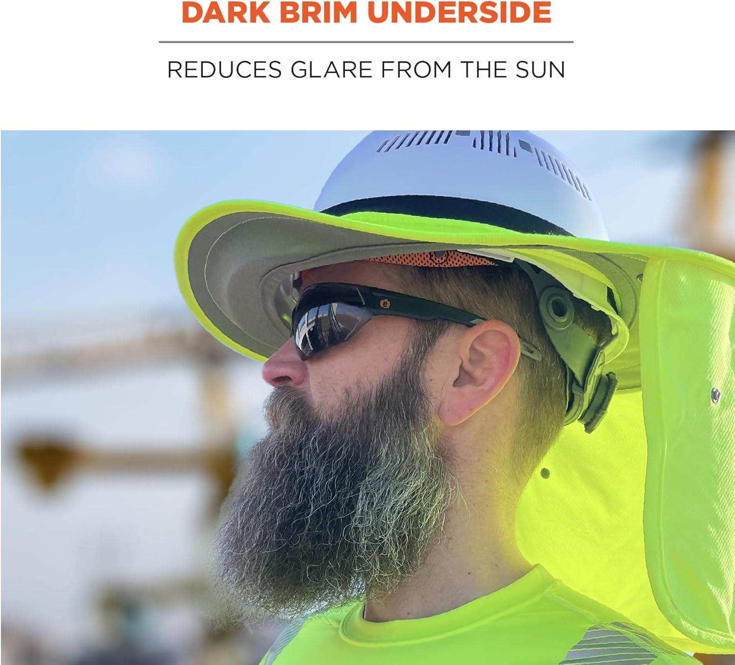 imageErgodyne Chill Its 6661 Universal Hard Hat Brim Sun Shade with Neck Flap Safety Helmet Sun ShieldLime