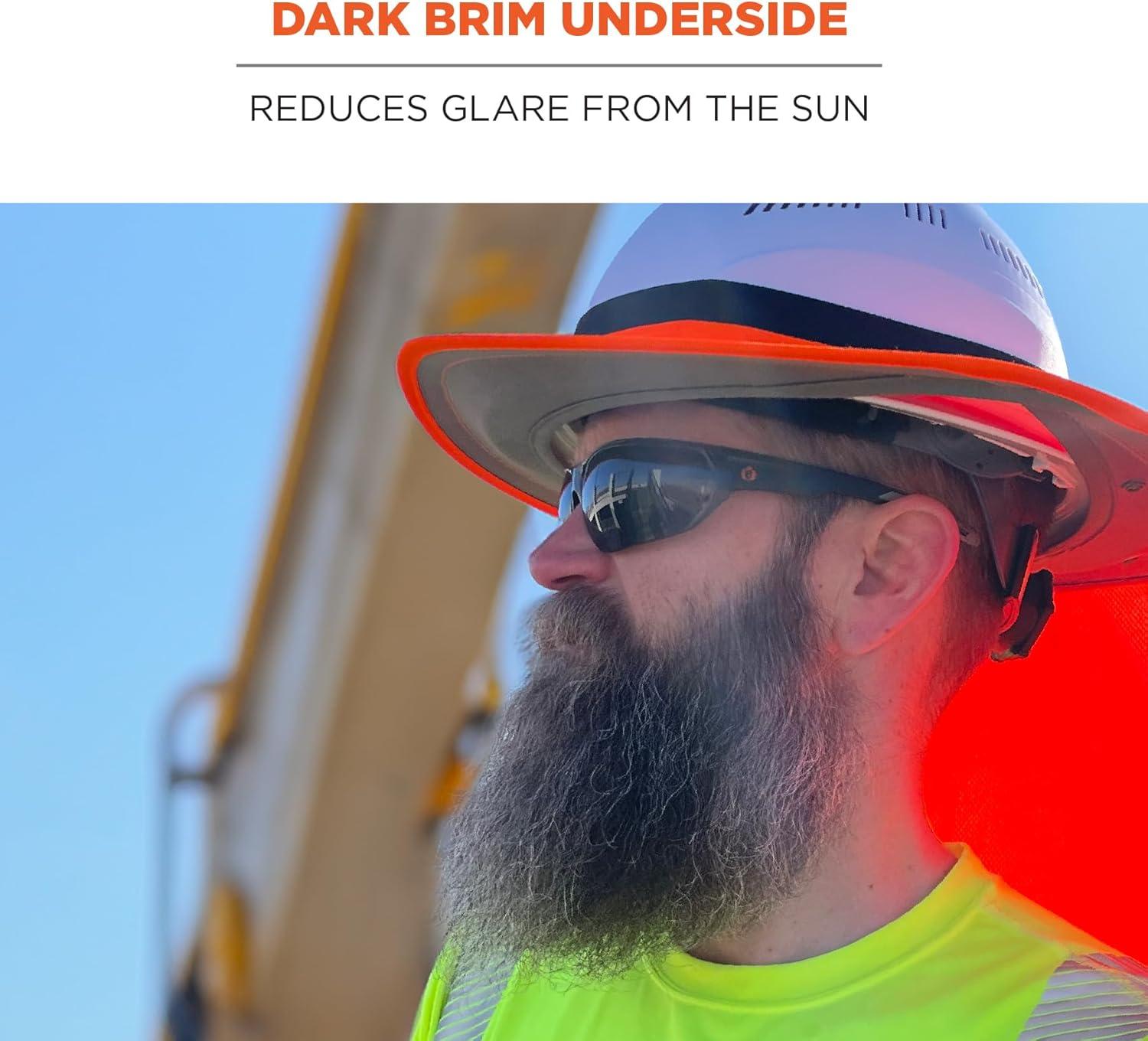imageErgodyne Chill Its 6661 Universal Hard Hat Brim Sun Shade with Neck Flap Safety Helmet Sun ShieldOrange
