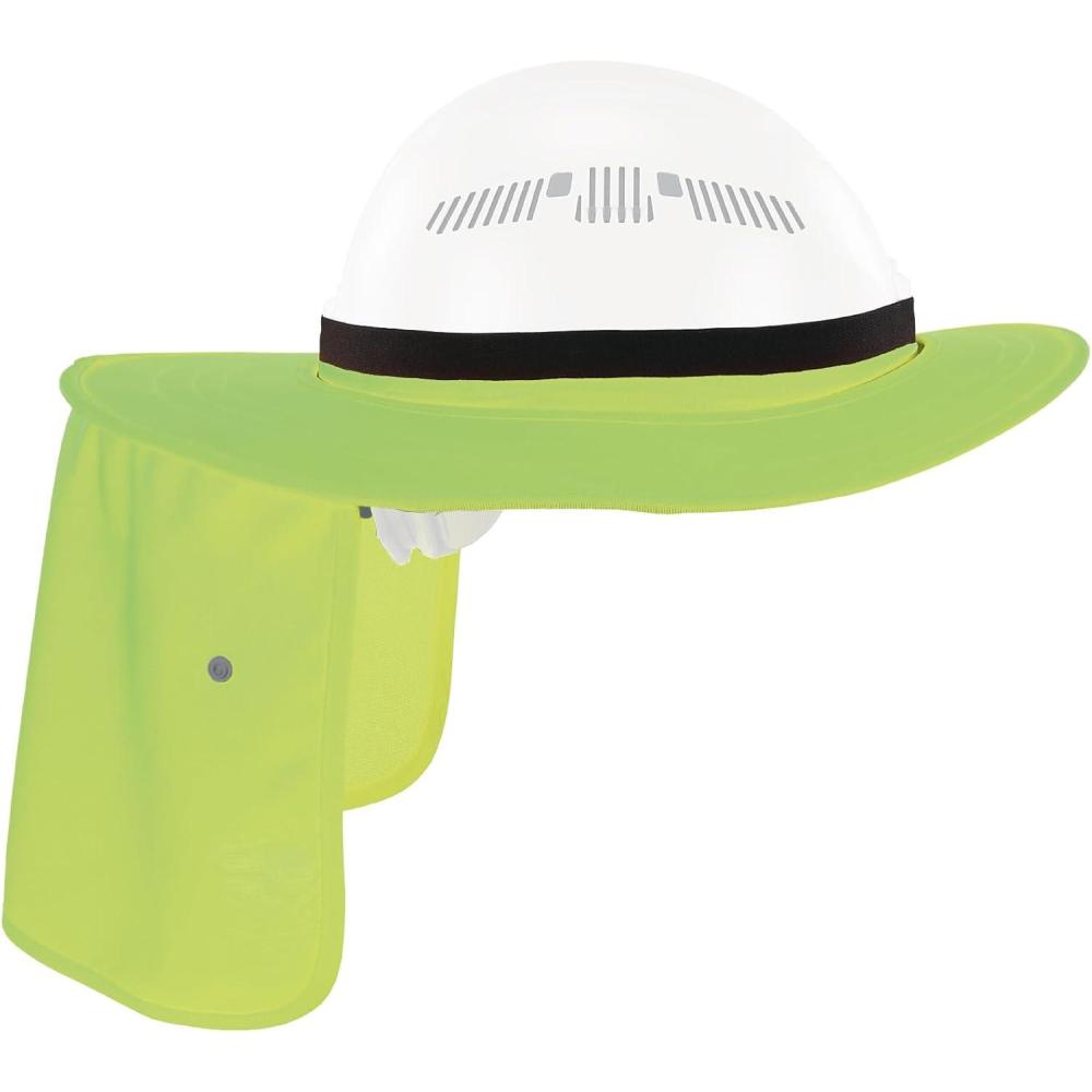 imageErgodyne Chill Its 6661 Universal Hard Hat Brim Sun Shade with Neck Flap Safety Helmet Sun ShieldLime