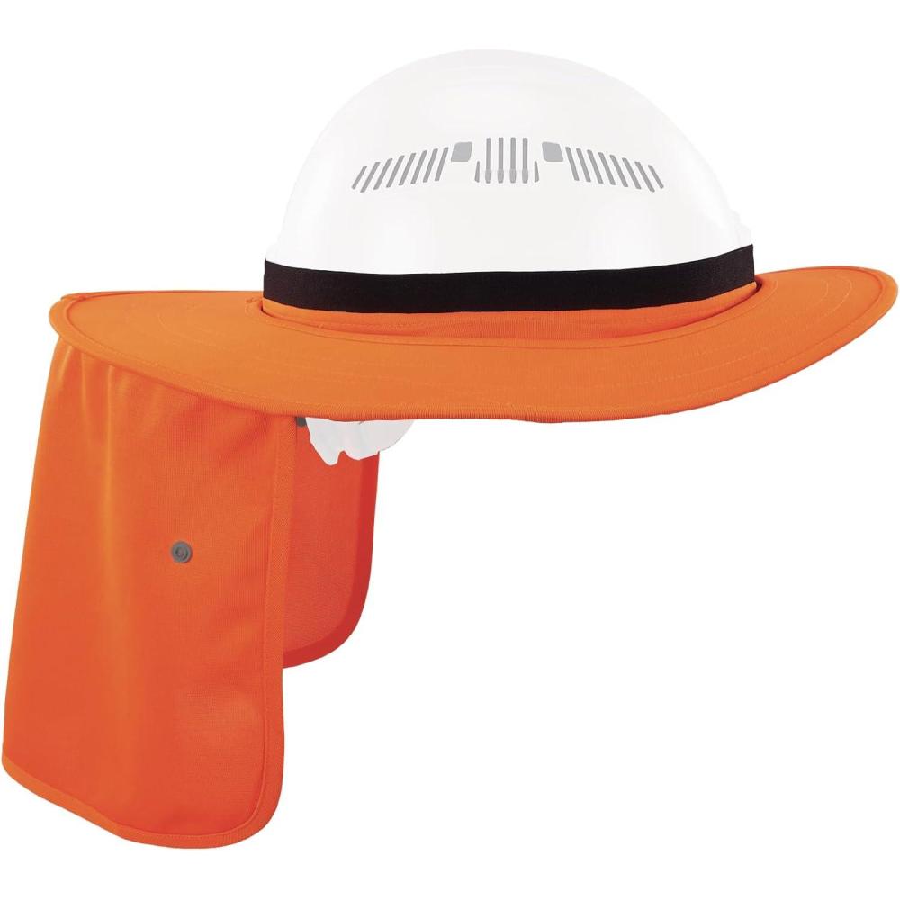 imageErgodyne Chill Its 6661 Universal Hard Hat Brim Sun Shade with Neck Flap Safety Helmet Sun ShieldOrange