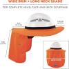 imageErgodyne Chill Its 6661 Universal Hard Hat Brim Sun Shade with Neck Flap Safety Helmet Sun ShieldOrange