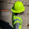 imageErgodyne Skullerz 8969 Class E Full Brim Hard Hat Lightweight Adjustable 6Point Ratchet Suspension HDPE Shell WhiteLime