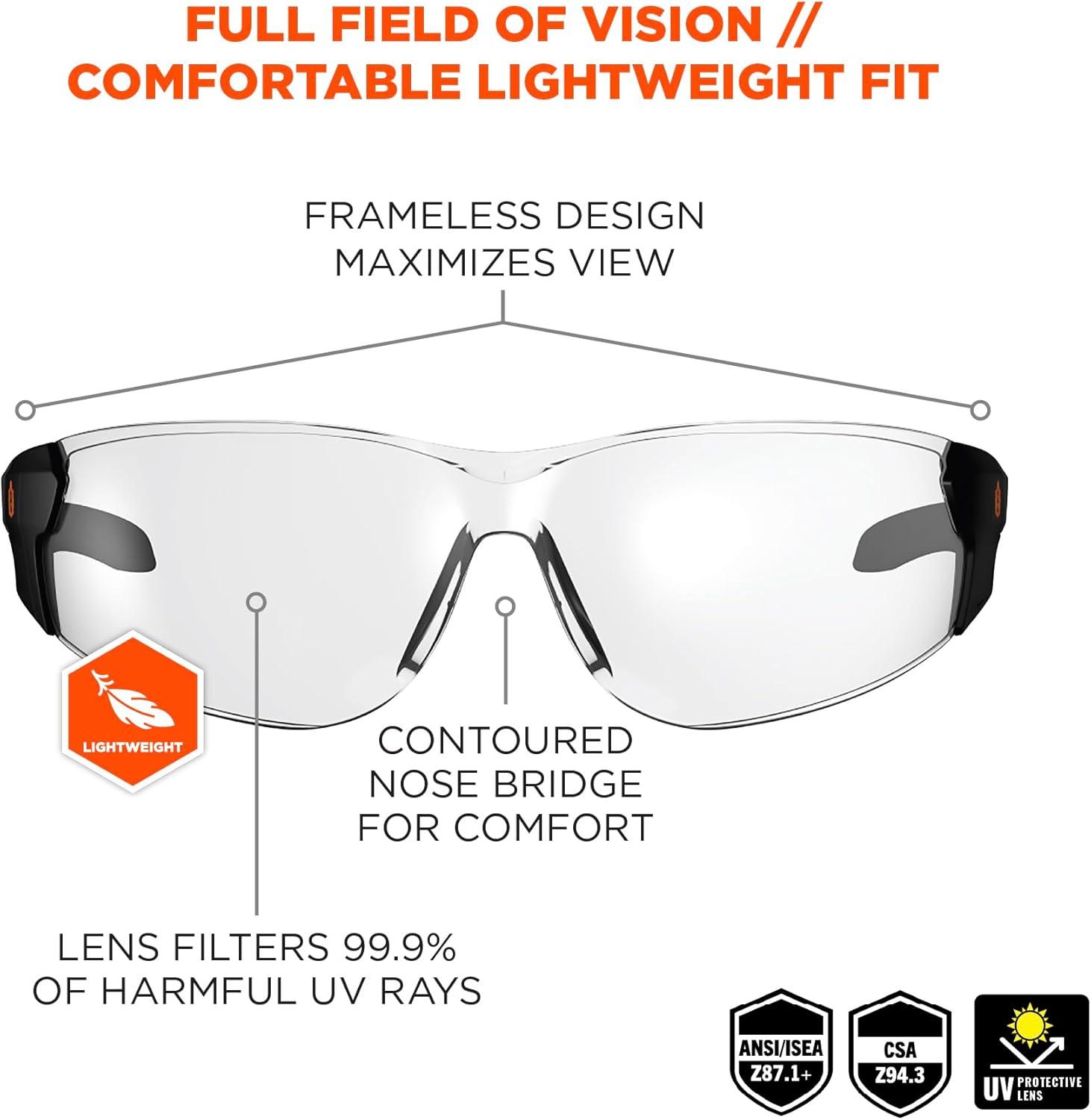 imageErgodyne  59103 Skullerz SAGA Frameless Safety Glasses Anti Fog Clear Lens Matte BlackClear Lens