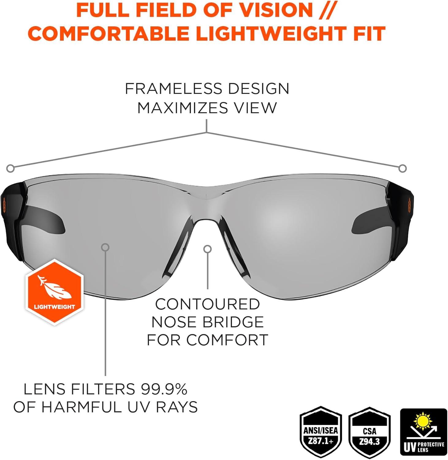 imageErgodyne  59103 Skullerz SAGA Frameless Safety Glasses Anti Fog Clear Lens Matte BlackInOutdoor Lens