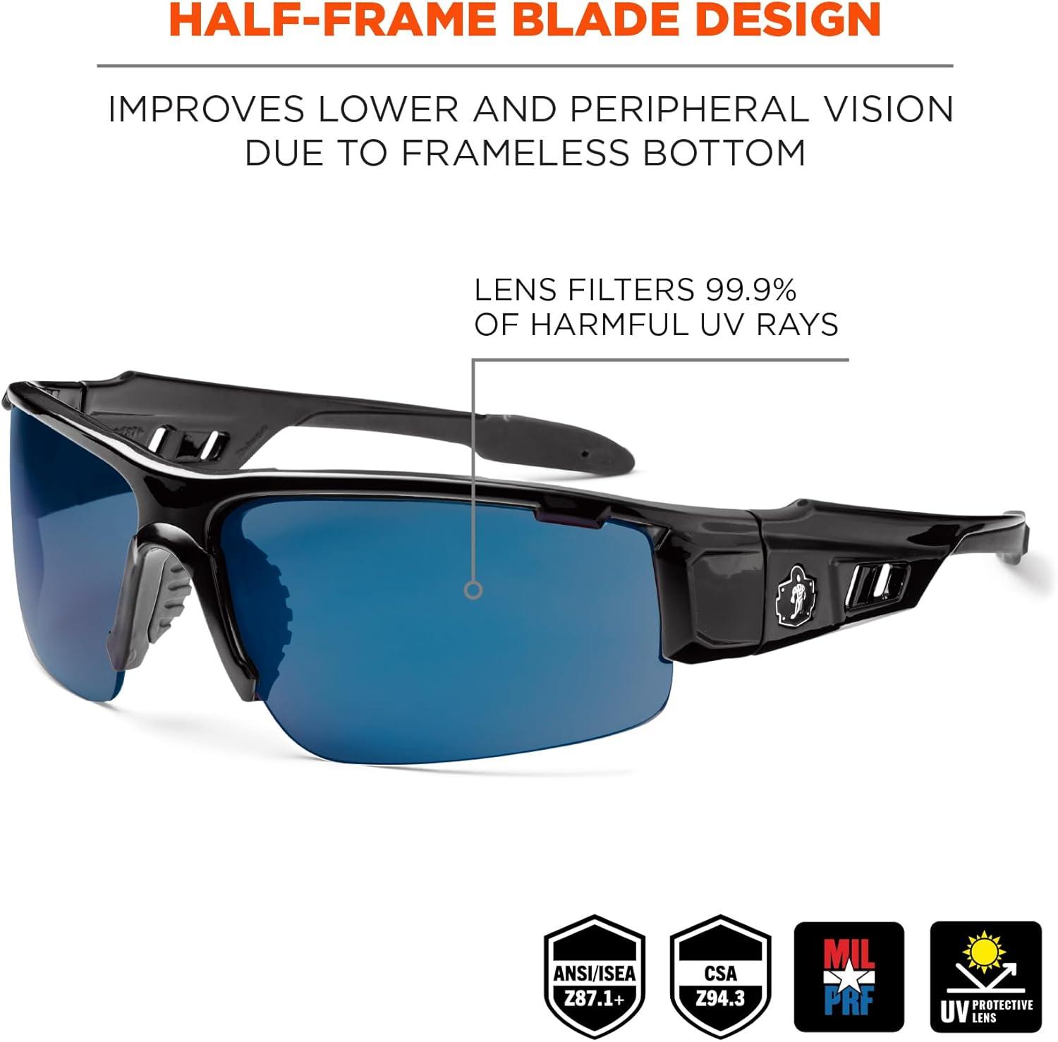 imageErgodyne Skullerz DAGR Safety GlassesBlack Frame  Blue Mirror Lens