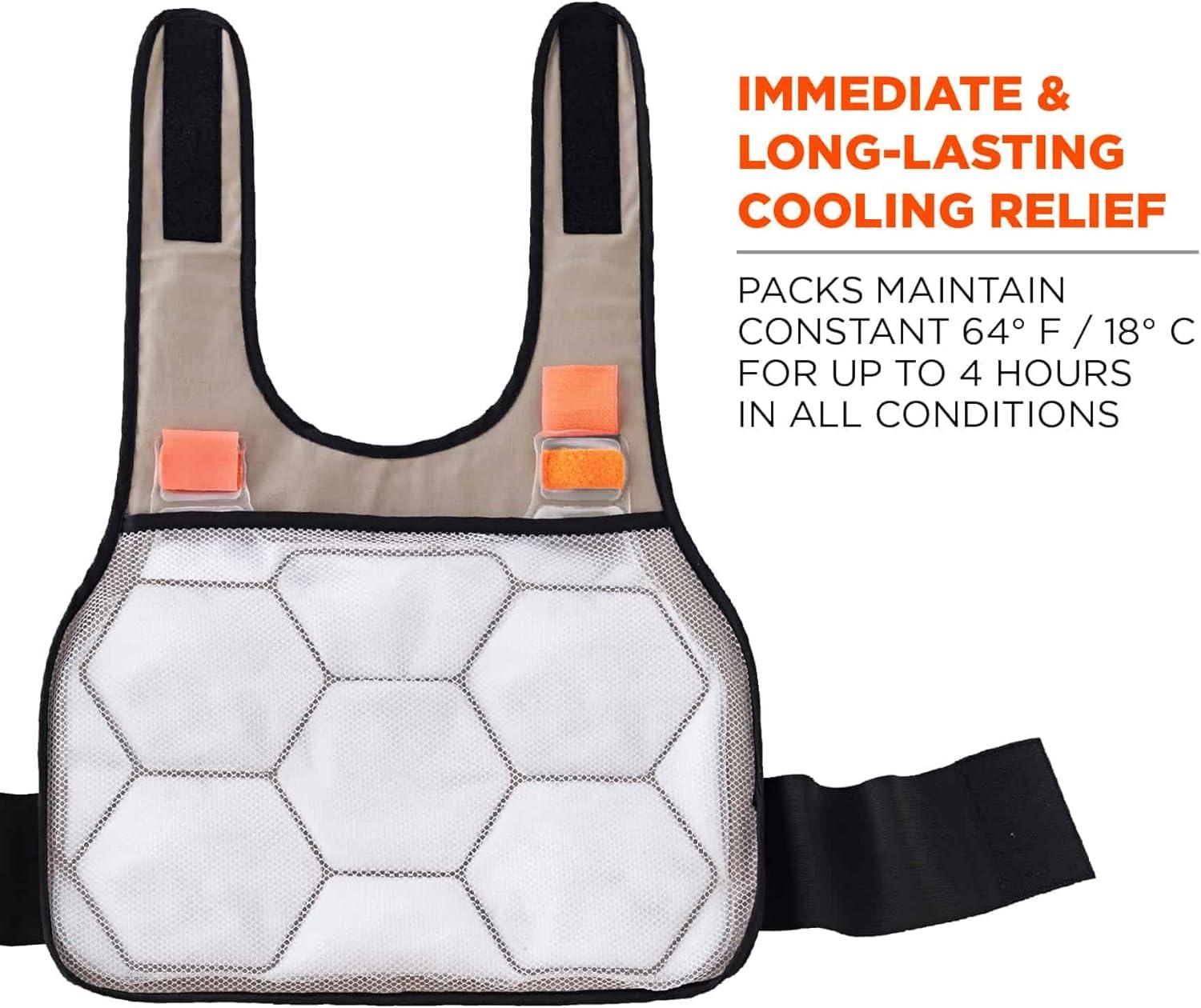 imageCooling Vest with 2 Ice Packs Instant Cooling Relief Flexible Design Ergodyne Chill Its 6230KhakiLXLLXL