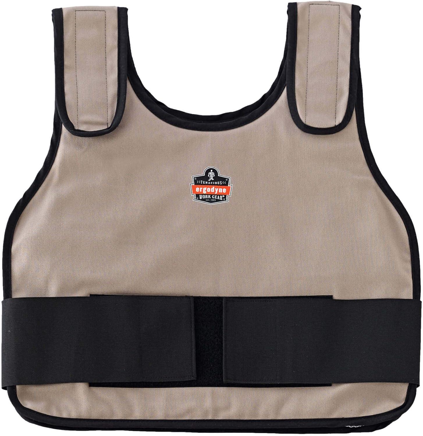 imageCooling Vest with 2 Ice Packs Instant Cooling Relief Flexible Design Ergodyne Chill Its 6230KhakiLXLSM