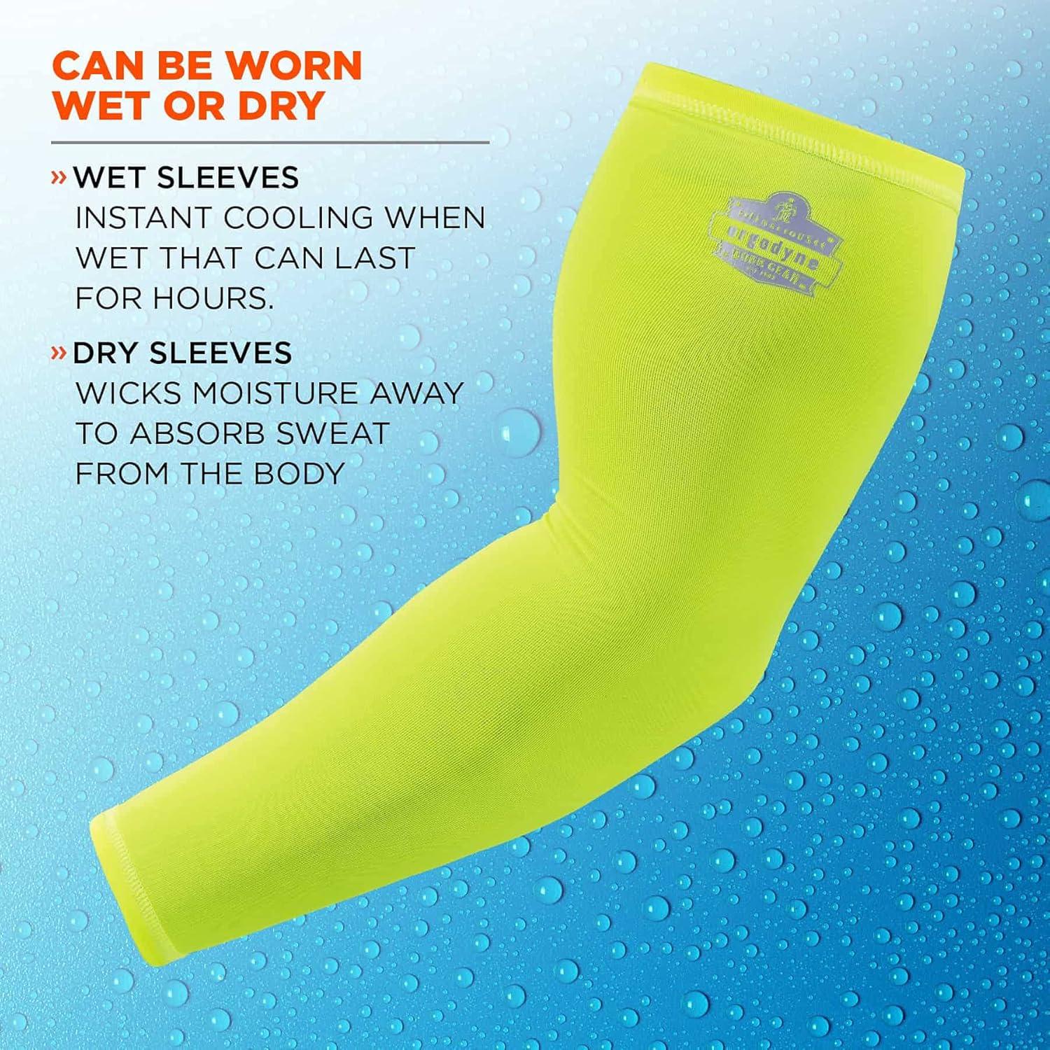 imageErgodyne Chill Its 6690 Cooling Arm Sleeves Sized for Men and Women UPF 50 Sun ProtectionLime
