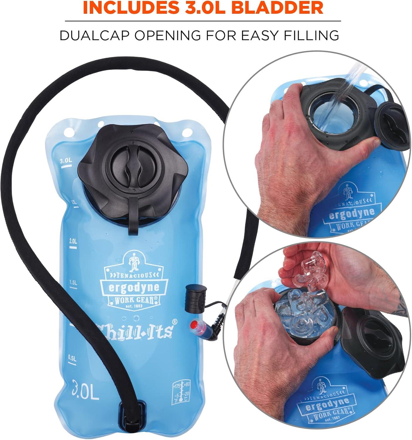 imageErgodyne ChillIts 5156 Hydration Backpack with Storage Low Profile Pack High Visibility Reflective 3 Liter Bladder Breakaway Shoulder StrapsLime