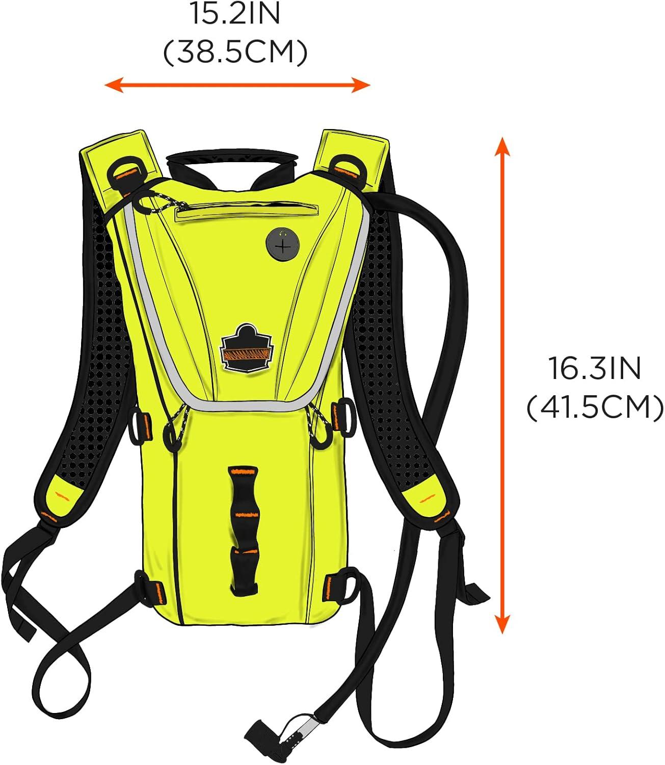 imageErgodyne ChillIts 5156 Hydration Backpack with Storage Low Profile Pack High Visibility Reflective 3 Liter Bladder Breakaway Shoulder StrapsLime