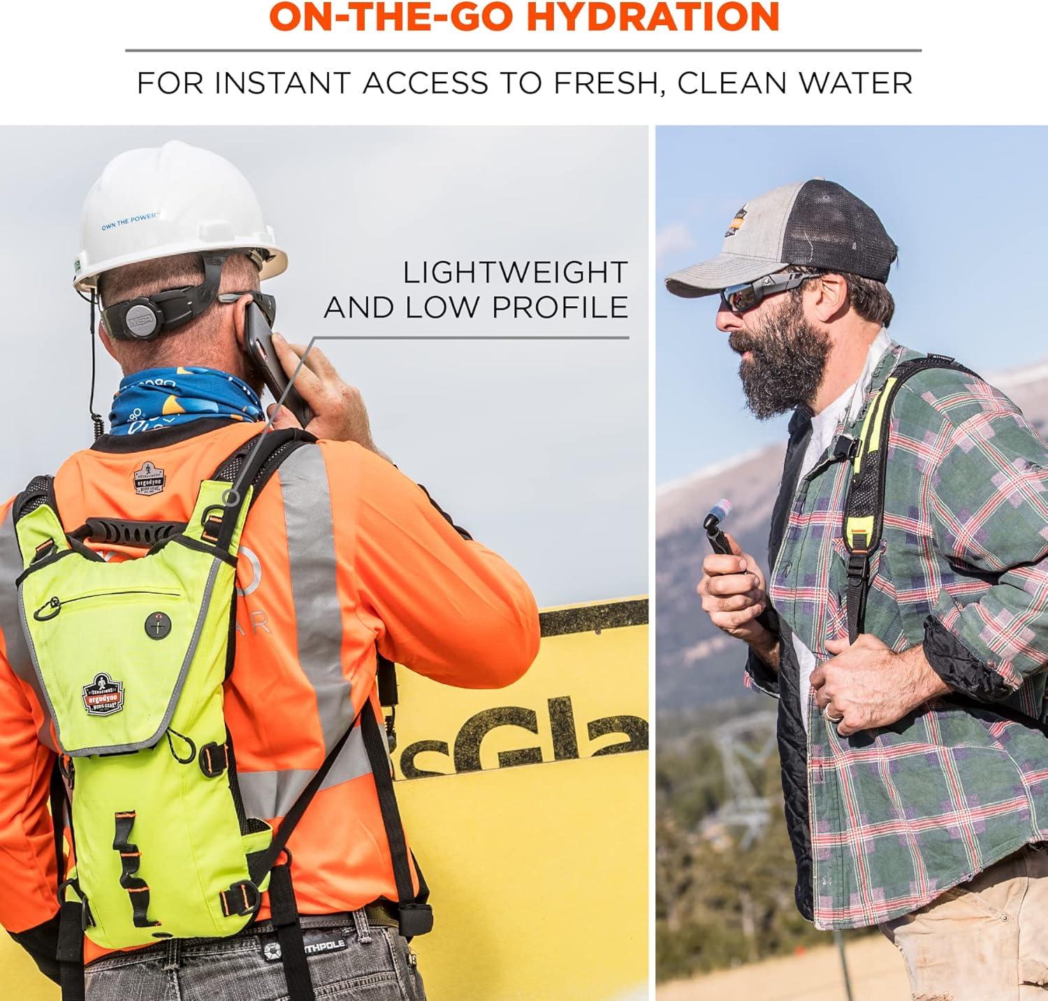 imageErgodyne ChillIts 5156 Hydration Backpack with Storage Low Profile Pack High Visibility Reflective 3 Liter Bladder Breakaway Shoulder StrapsLime