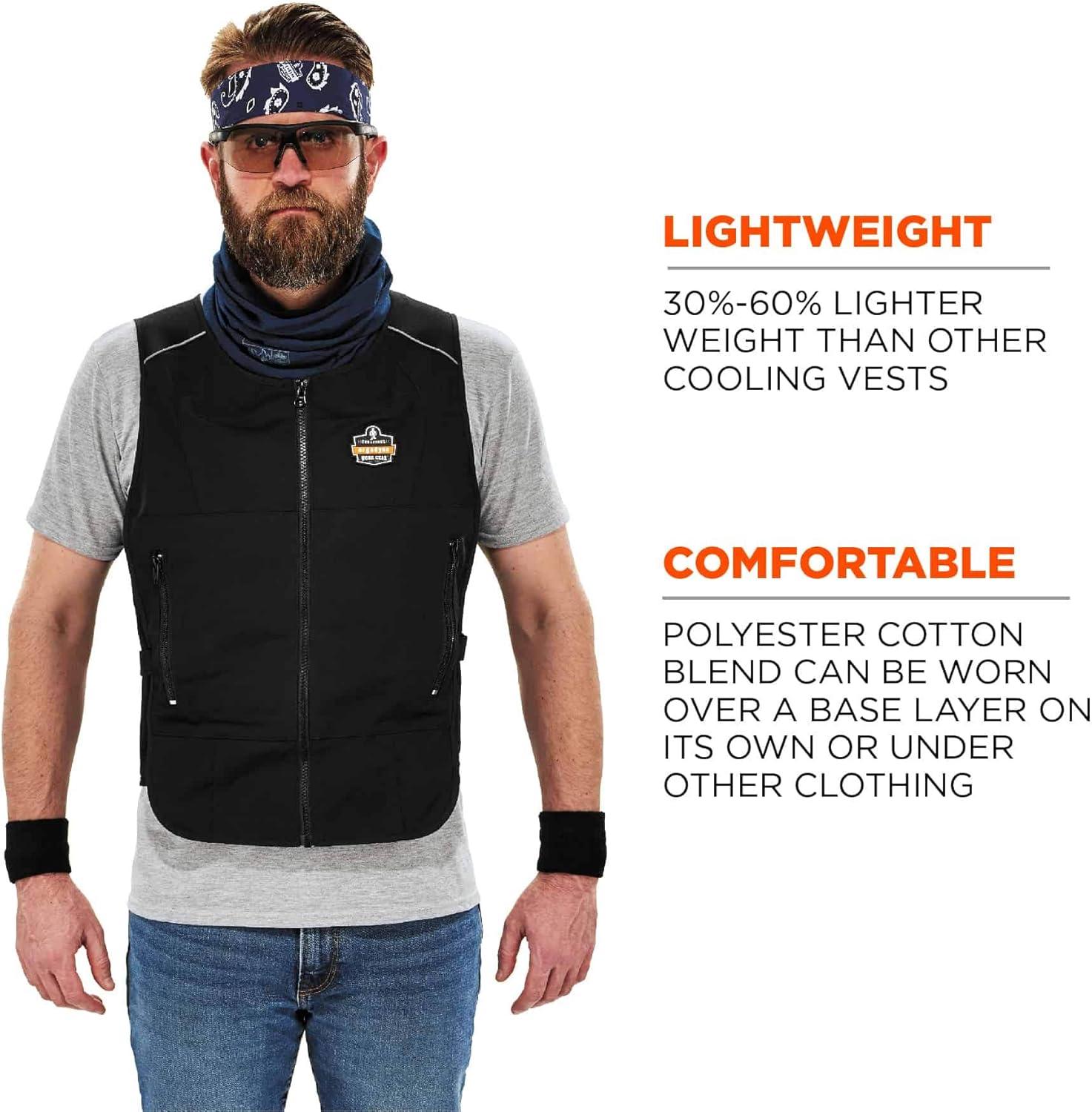 imageErgodyne unisexadult Lightweight Phase Change Cooling Vest With Rechargeable Ice PacksBlack