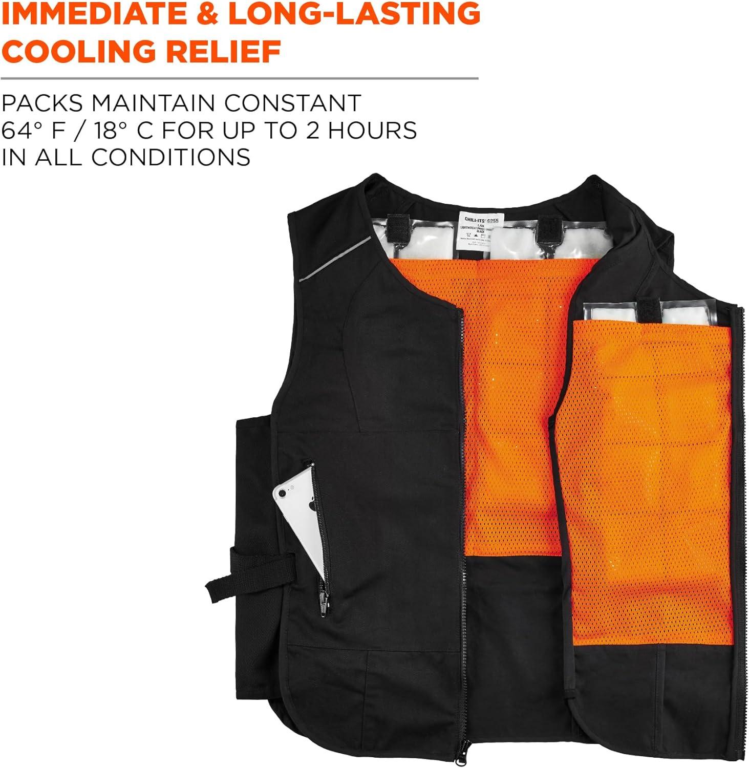 imageErgodyne unisexadult Lightweight Phase Change Cooling Vest With Rechargeable Ice PacksBlack