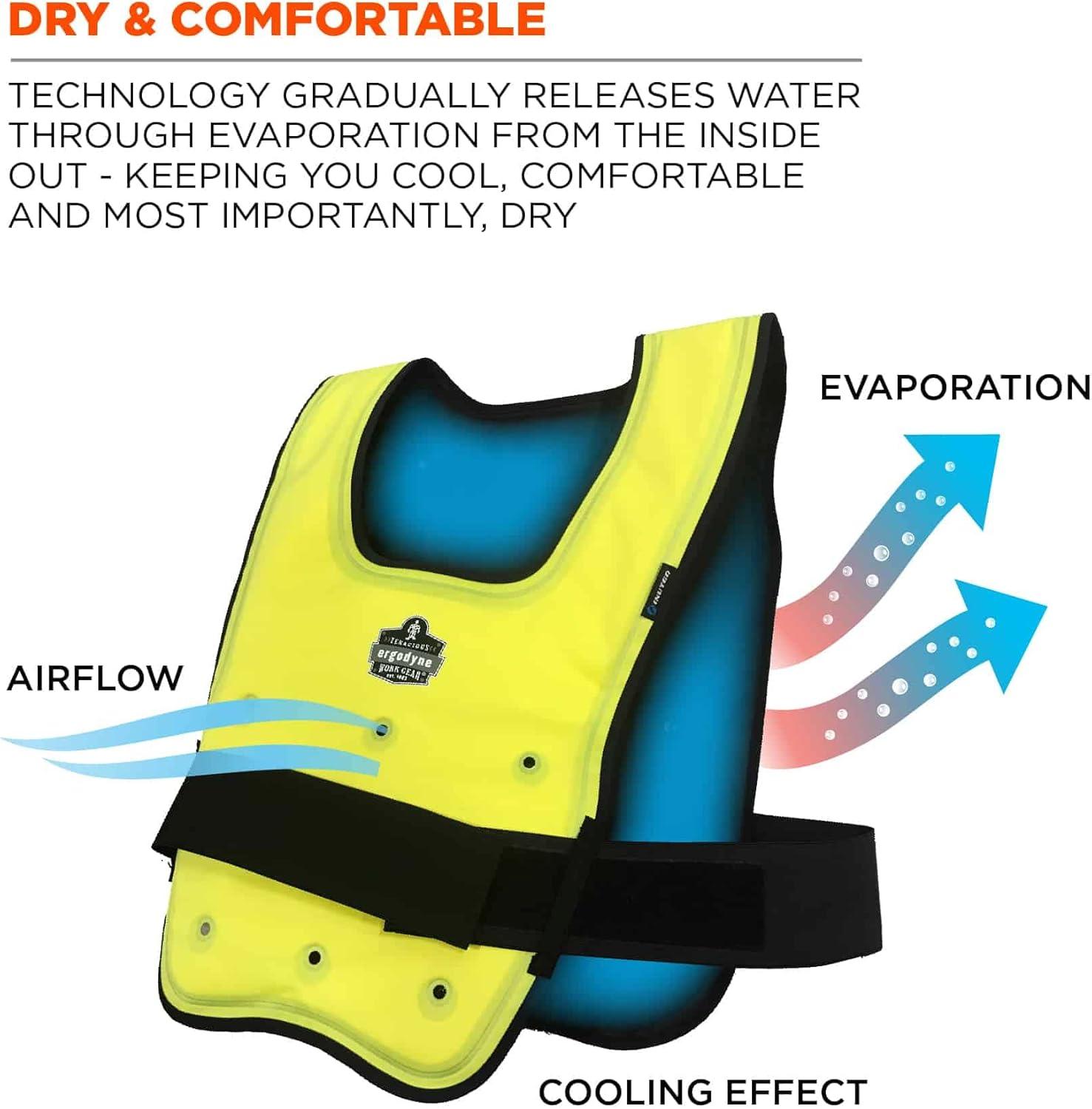 imageEvaporative Cooling Vest Wearer Stays Cool and Dry Breathable Comfort Pull Over Design Ergodyne ChillIts 6687LargeXLarge