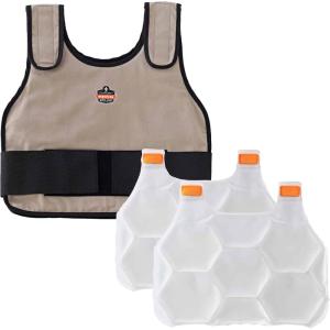 imageCooling Vest with 2 Ice Packs Instant Cooling Relief Flexible Design Ergodyne Chill Its 6230KhakiLXLLXL