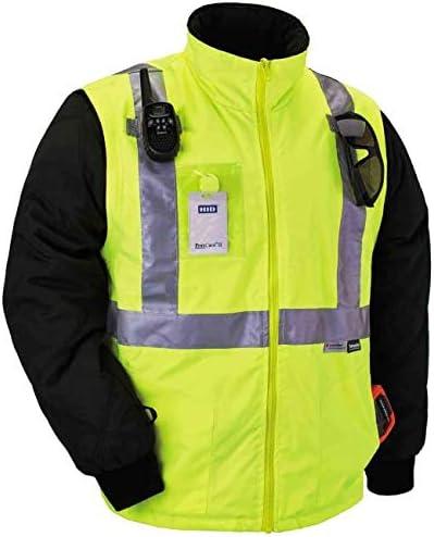 imageHigh Visibility Reflective Thermal Jacket Set Includes Outer Rain Shell ampamp Thermal Jacket with Zip Off SleevesLime