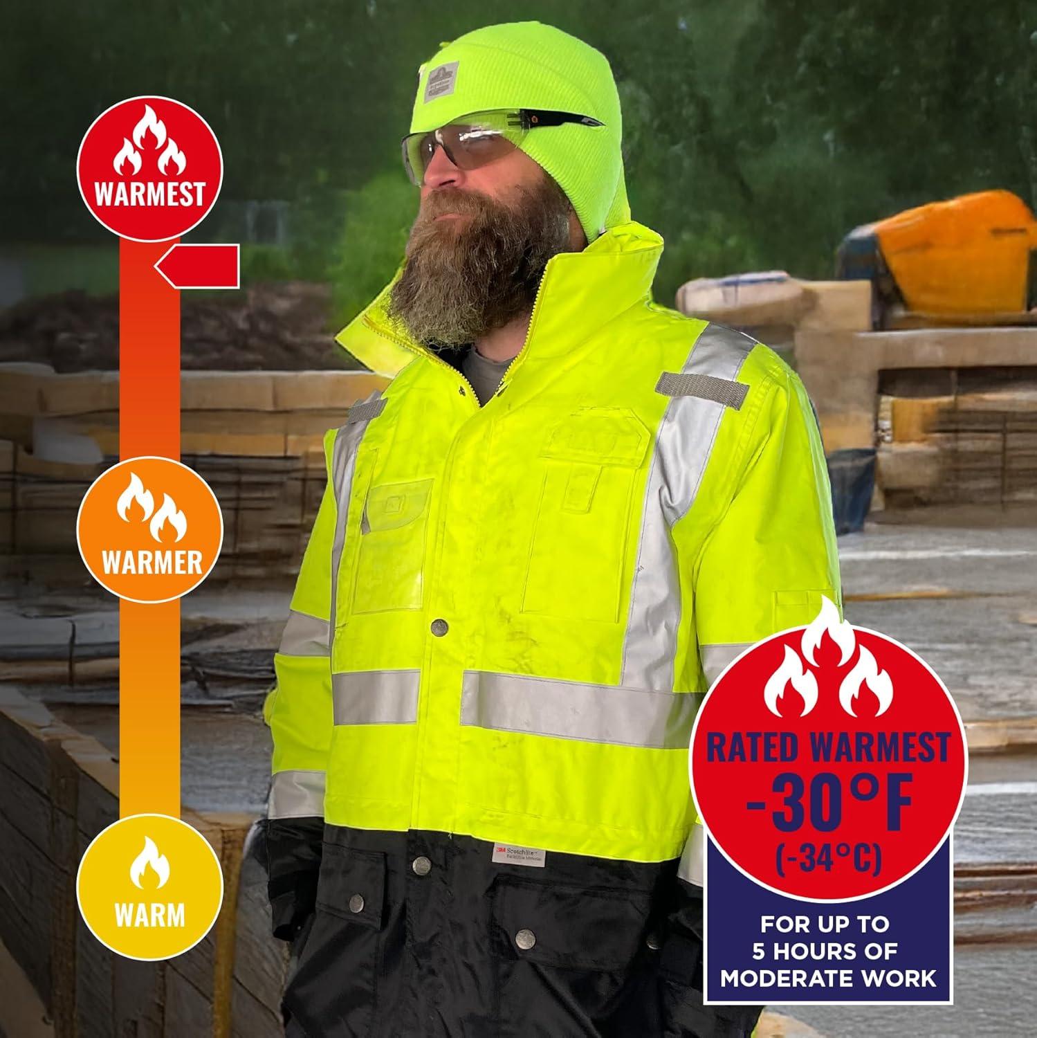 imageHigh Visibility Reflective Thermal Jacket Set Includes Outer Rain Shell ampamp Thermal Jacket with Zip Off SleevesLime