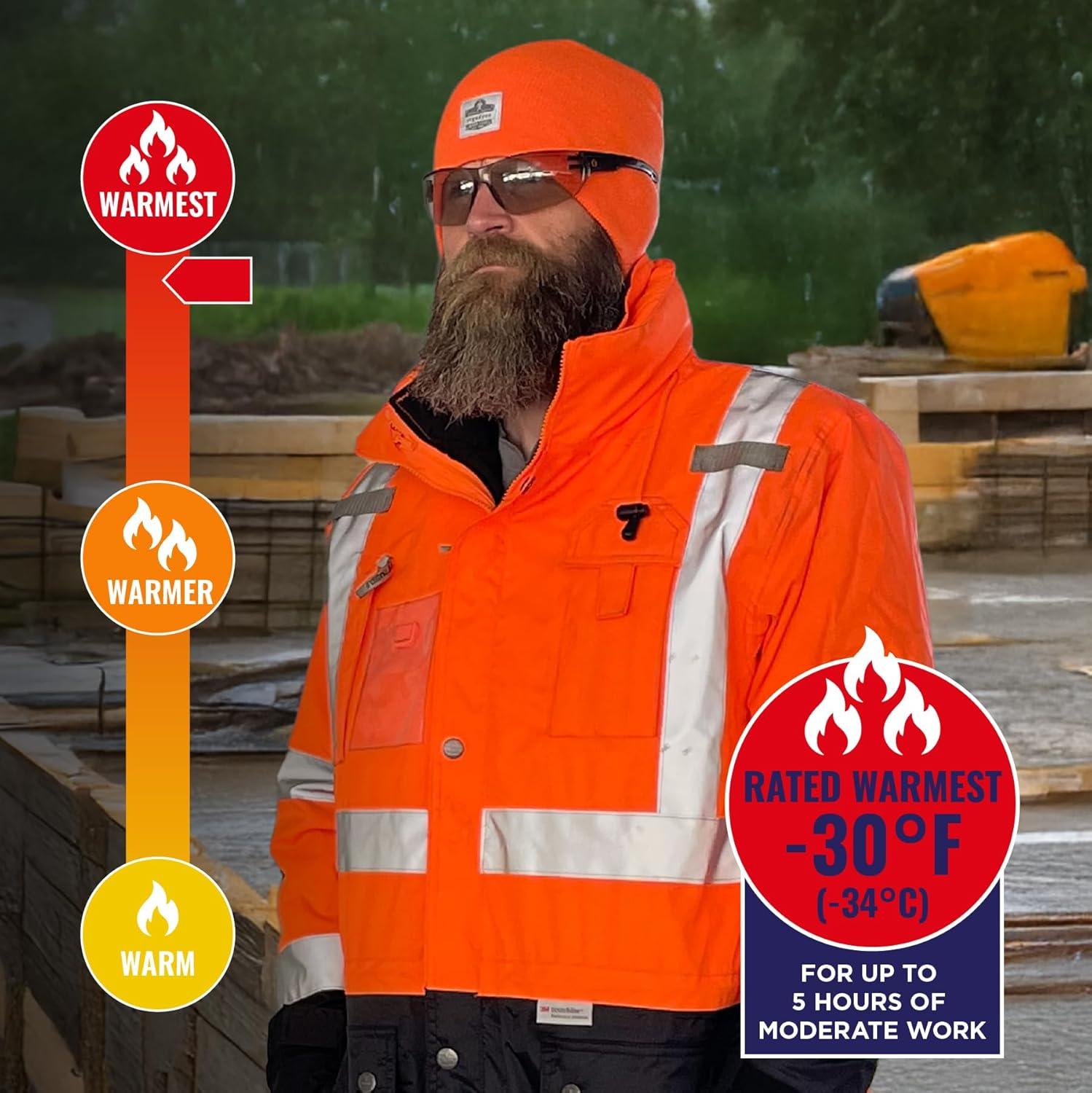 imageHigh Visibility Reflective Thermal Jacket Set Includes Outer Rain Shell ampamp Thermal Jacket with Zip Off SleevesOrange