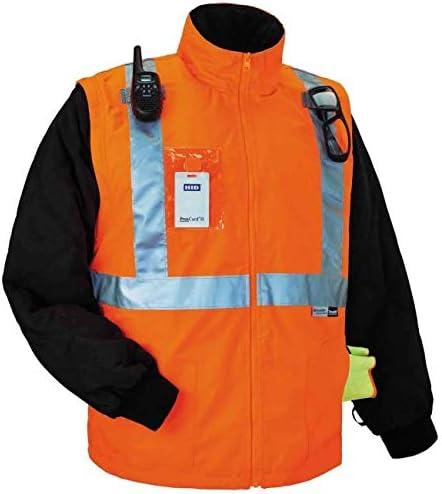 imageHigh Visibility Reflective Thermal Jacket Set Includes Outer Rain Shell ampamp Thermal Jacket with Zip Off SleevesOrange