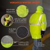 imageHigh Visibility Reflective Thermal Jacket Set Includes Outer Rain Shell ampamp Thermal Jacket with Zip Off SleevesLime