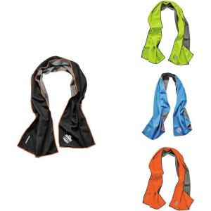 imageErgodyne Chill Its 6602MF Soft Microfiber UPF 50 Cooling Towel Bundle  Black Lime Blue Orange