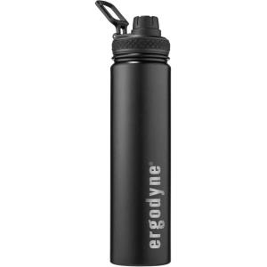 imageInsulated Water Bottle Stainless Steel Dual Cap Opening 25 oz Ergodyne Chill Its 5152 BlackBlack