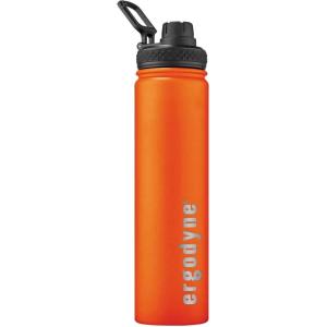 imageInsulated Water Bottle Stainless Steel Dual Cap Opening 25 oz Ergodyne Chill Its 5152 BlackOrange