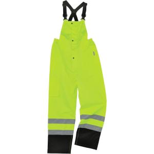 imageErgodyne GloWear 8918BK Rain Bibs Black Bottom High Visibility Reflective ANSI Compliant Lime Large US