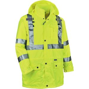 imageErgodyne Unisex Glowear 8365 Hivis Rain Jacket  Type R Class 3 BreathableLime