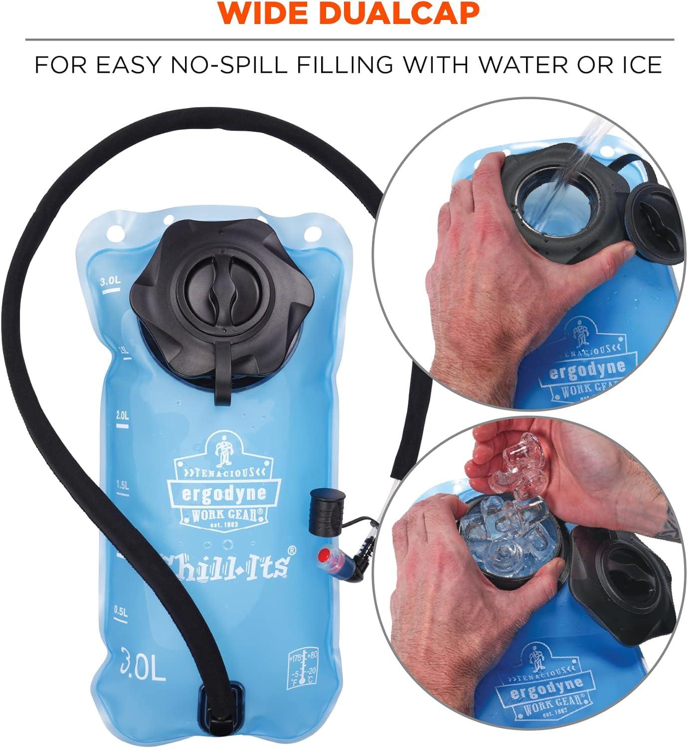 imageErgodyne Chill Its 5051B Hydration Bladder 3 Liters BPA Free Dual Cap Large Opening for Ice and Cleaning