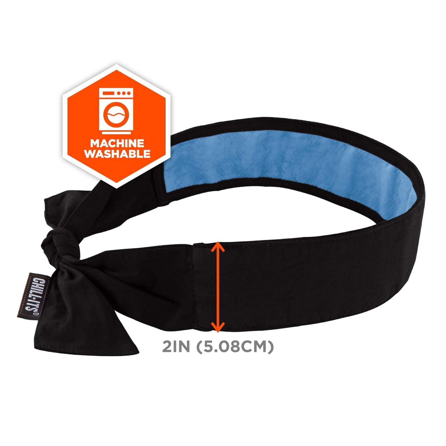 imageErgodyne Chill Its 6700CT Cooling Bandana Lined with Evaporative PVA Material for Fast Cooling Relief Tie for Adjustable Fit SkullsBlack 2Pack