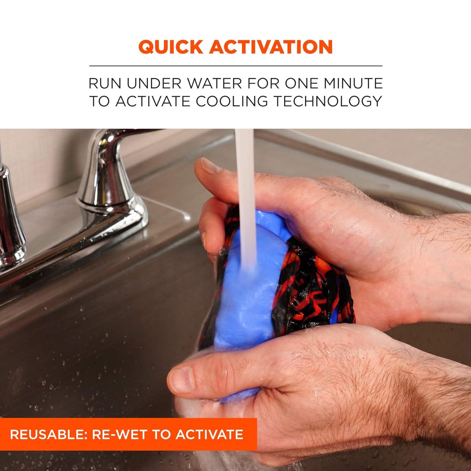 imageErgodyne Chill Its 6700CT Cooling Bandana Lined with Evaporative PVA Material for Fast Cooling Relief Tie for Adjustable Fit SkullsFlames 2Pack