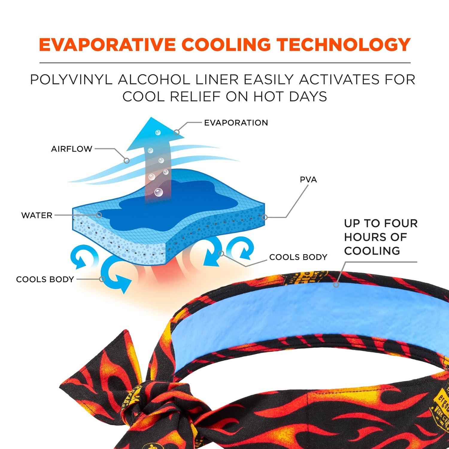 imageErgodyne Chill Its 6700CT Cooling Bandana Lined with Evaporative PVA Material for Fast Cooling Relief Tie for Adjustable Fit SkullsFlames