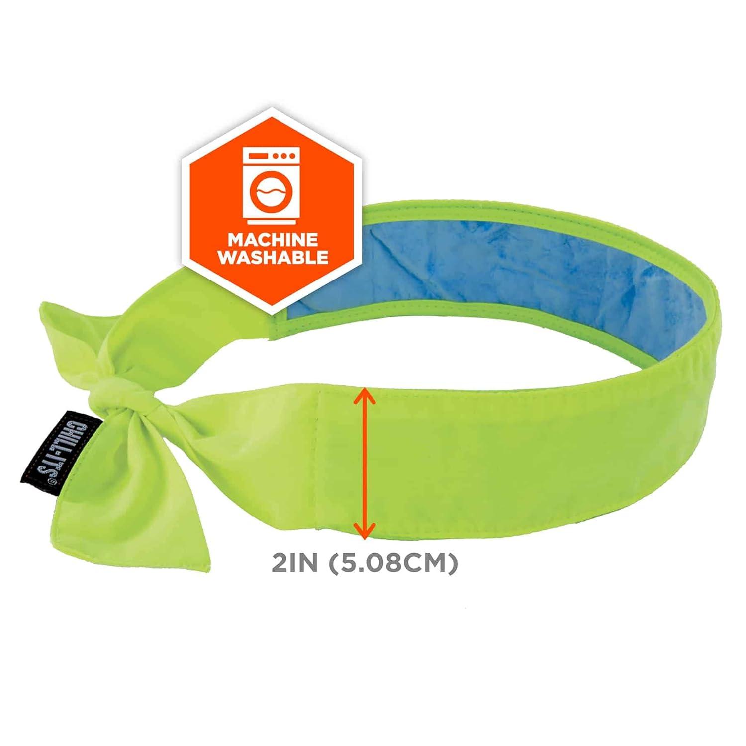 imageErgodyne Chill Its 6700CT Cooling Bandana Lined with Evaporative PVA Material for Fast Cooling Relief Tie for Adjustable Fit SkullsLime