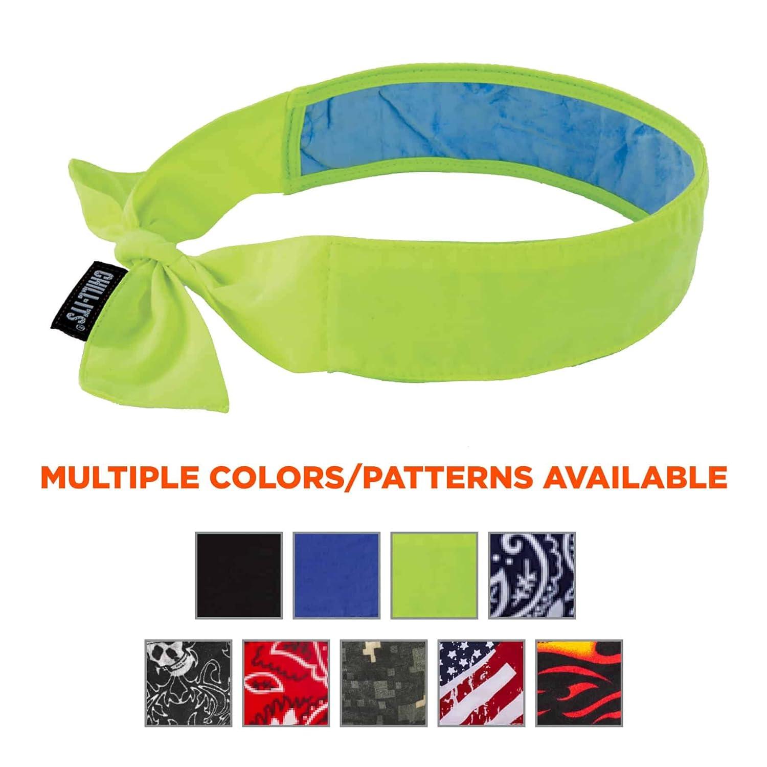imageErgodyne Chill Its 6700CT Cooling Bandana Lined with Evaporative PVA Material for Fast Cooling Relief Tie for Adjustable Fit SkullsLime