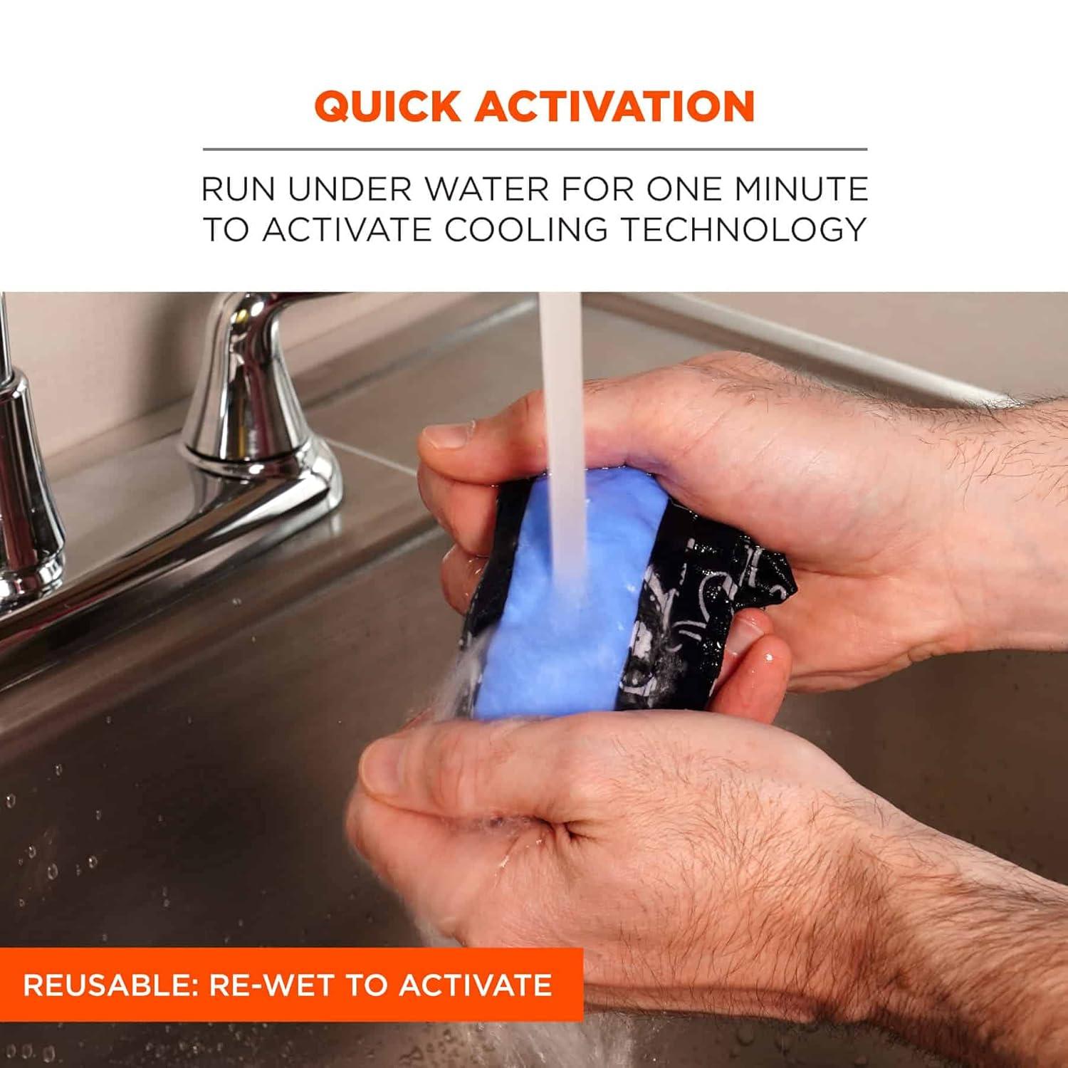 imageErgodyne Chill Its 6700CT Cooling Bandana Lined with Evaporative PVA Material for Fast Cooling Relief Tie for Adjustable Fit SkullsNavy Western