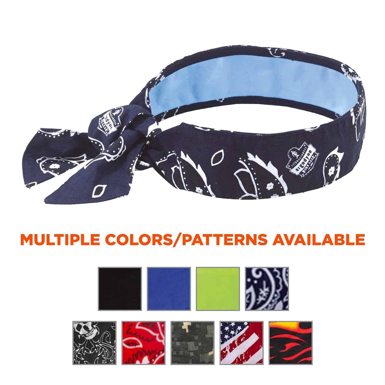 imageErgodyne Chill Its 6700CT Cooling Bandana Lined with Evaporative PVA Material for Fast Cooling Relief Tie for Adjustable Fit SkullsNavy Western