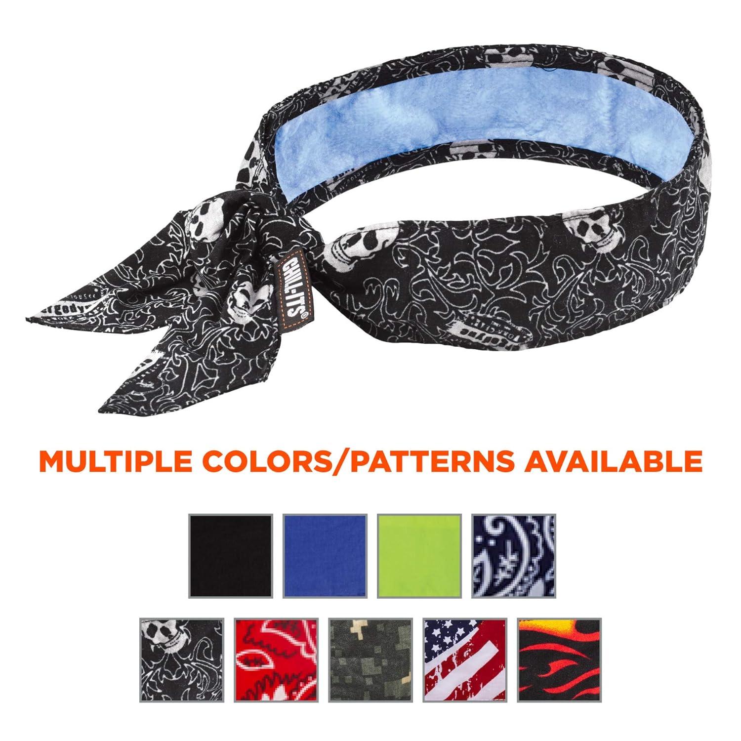 imageErgodyne Chill Its 6700CT Cooling Bandana Lined with Evaporative PVA Material for Fast Cooling Relief Tie for Adjustable Fit SkullsSkulls 2Pack