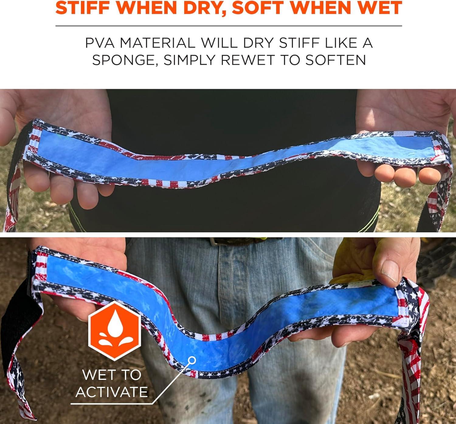 imageErgodyne Chill Its 6705CT Cooling Bandana Lined with Evaporative PVA Material for Fast Cooling Relief 3PackStars and Stripes