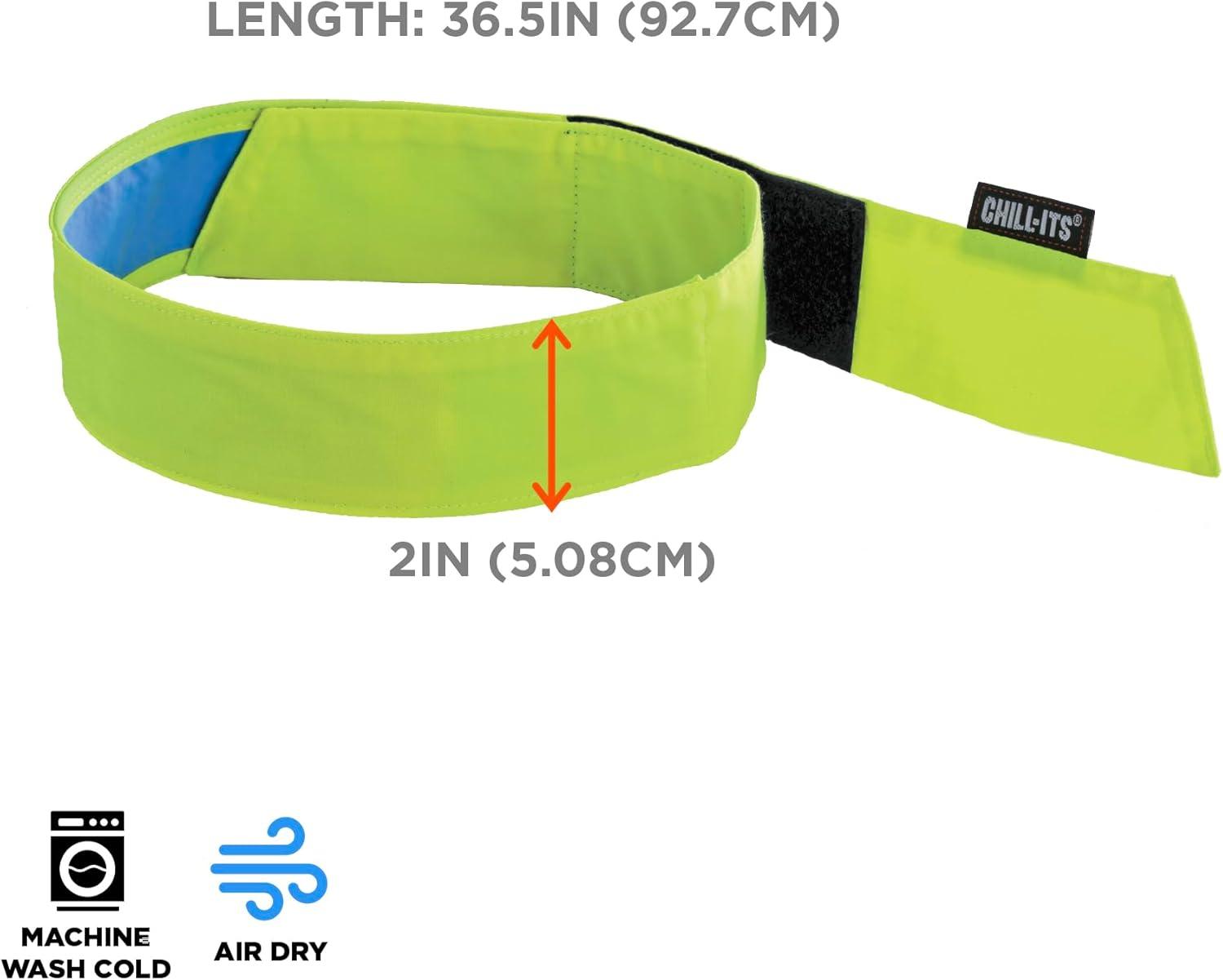 imageErgodyne Chill Its 6705CT Cooling Bandana Lined with Evaporative PVA Material for Fast Cooling Relief Quick and Secure FitLime